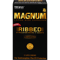 TROJAN MAGNUM RIBBED 12 PACK | T64215 | [category_name]