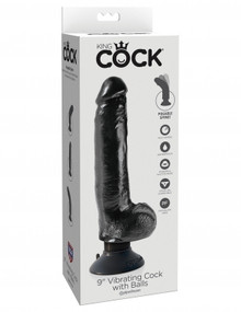 KING COCK 9 IN COCK W/BALLS BLACK VIBRATING