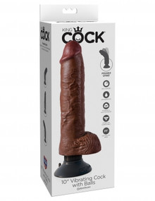 KING COCK 10IN COCK W/BALLS BROWN VIBRATING