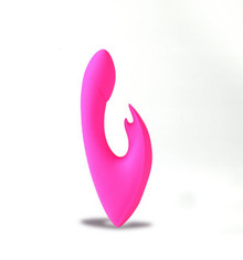 RECHARGEABLE SILICONE RABBIT MASSAGER LEAH NEON PINK