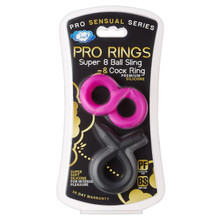 PRO SENSUAL SILICONE SUPER 8 RING & TIE SLING 2 PACK