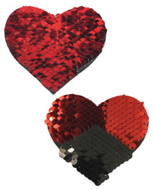 PASTEASE SWEETY RED & BLACK COLOR CHANGING SEQUIN HEART
