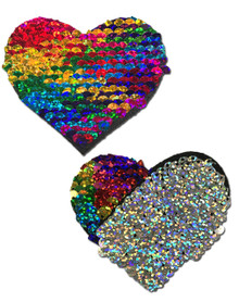 PASTEASE RAINBOW & SILVER GLITTER COLOR CHANGING SEQUIN HEART