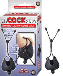 MY COCKRING VIBRATING SCROTUM POUCH & CINCH BLACK