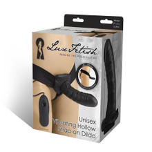 UNISEX VIBRATING HOLLOW STRAP ON DILDO