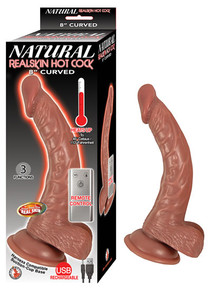NATURAL REALSKIN HOT COCK CURVED 8IN BROWN