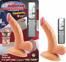 ALL AMERICAN MINI WHOPPERS 5IN CURVED DONG W/BALLS FLESH