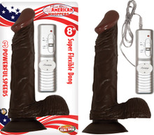 AFRO AMERICAN WHOPPER W/BALLS VIBRATING 8IN BROWN