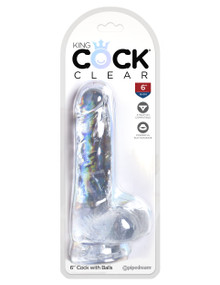 KING COCK CLEAR 6 IN COCK W/ BALLS