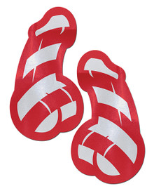 PASTEASE RED & WHITE STRIPED CANDY CANE PENIS PASTIES