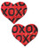 PASTEASE SHATTERED GLASS DISCO BALL RED W/ BLACK XO HEART  | PASHRTXORDBK | [category_name]