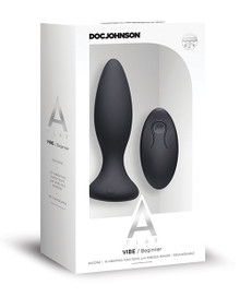 A-PLAY VIBE BEGINNER ANAL PLUG RECHARGEABLE W/ REMOTE BLACK