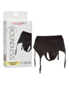 BOUNDLESS THONG W/ GARTER L/XL HARNESS BLACK