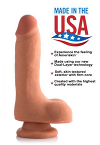 USA COCKS 7IN AMERISKIN DILDO- MEDIUM