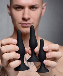 MASTER SERIES TRIPLE SPIRE TAPERED SILICONE ANAL TRAINER 3PC SET (Out Beg Jan)