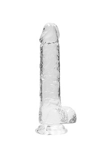 REALCOCK CRYSTAL CLEAR DILDO W/ BALLS 8IN 