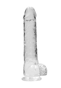 REALCOCK CRYSTAL CLEAR DILDO W/ BALLS 9IN 