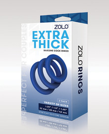 ZOLO EXTRA THICK SILICONE COCK RING 3PK 
