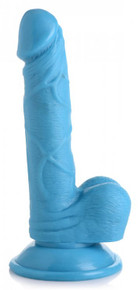 POP 6.5IN DILDO W/ BALLS BLUE 