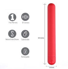 ABBIE LONG RECHARGEABLE BULLET RED 