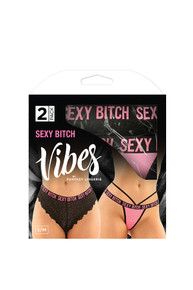 VIBES SEXY BITCH PANTY & THONG 2PK S/M 
