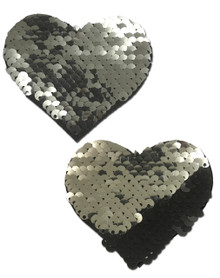 PASTEASE SILVER & BLACK COLOR CHANGING SEQUIN HEARTS 