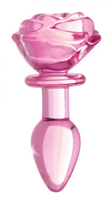 BOOTY SPARKS PINK ROSE GLASS SMALL ANAL PLUG 