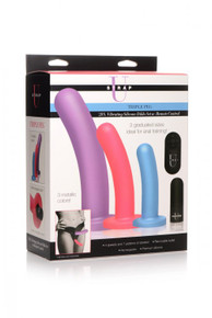 STRAP U TRIPLE PEG 28X DILDO SET SILICONE W/ REMOTE 