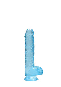 REALROCK 6IN REALISTIC DILDO W/ BALLS CLEAR BLUE 