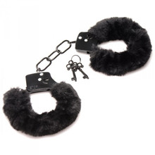 MASTER SERIES CUFFED IN FUR HANDCUFFS BLACK (Out Beg Sep) 
