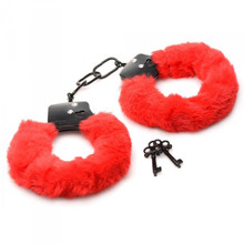 MASTER SERIES CUFFED IN FUR HANDCUFFS RED(Out Beg Sep) 