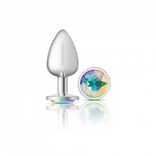 CHEEKY CHARMS ROUND CLEAR IRIDESCENT LARGE SILVER PLUG 