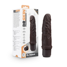 DR. SKIN SILICONE DR. ROBERT 7 IN VIBRATING DILDO BROWN 