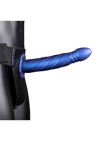 OUCH! TWISTED HOLLOW STRAP-ON 8IN METALLIC BLUE 