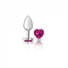 CHEEKY CHARMS HEART BRIGHT PINK SMALL SILVER PLUG 
