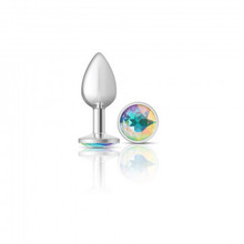 CHEEKY CHARMS ROUND CLEAR IRIDESCENT SMALL SILVER PLUG 