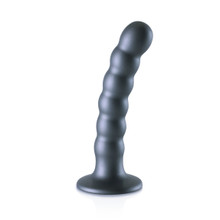 OUCH! BEADED SILICONE G-SPOT DILDO 5 IN GUNMETAL 