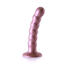 OUCH! BEADED SILICONE G-SPOT DILDO 5 IN ROSE GOLD 