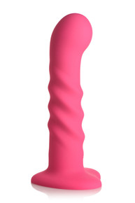 SIMPLY SWEET VIBRATING RIBBED SILICONE DILDO W/ REMOTE 