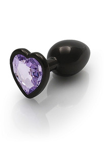 HEART GEM BUTT PLUG SMALL GUNMETAL AMETHYST 