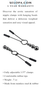 SELOPA BEADED NIPPLE CLAMPS BLACK CHROME 