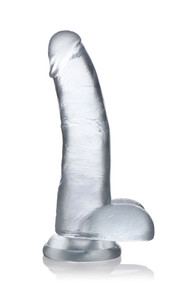 JOCK C-THRU 8IN CLEAR DILDO W/ BALLS TPE 