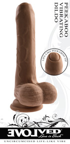 EVOLVED PEEK A BOO VIBRATING DILDO DARK 