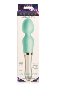 PRISMS VIBRA-GLASS 10X TURQUOISE GLASS WAND DUAL END 