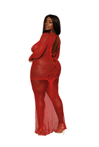 FLORAL LACE BODYSTOCKING GOWN RUBY Q/S 