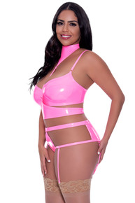 CLUB CANDY BRA HARNESS & PANTY PINK 2XL 