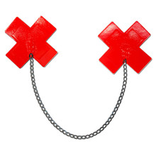 PASTEASE FAUX LATEX RED PLUS X W/ CHUNKY SILVER CHAIN 