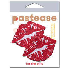 PASTEASE SPARKLY RED KISSING LIPS PASTIES 