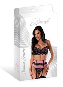 SENSUAL DESIRES BRA CINCHER & THONG MAUVE L/XL 