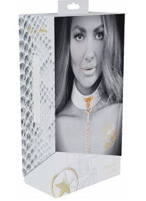 OUCH! FLORENCE COLLECTION COLLAR WITH LEASH - WHITE 